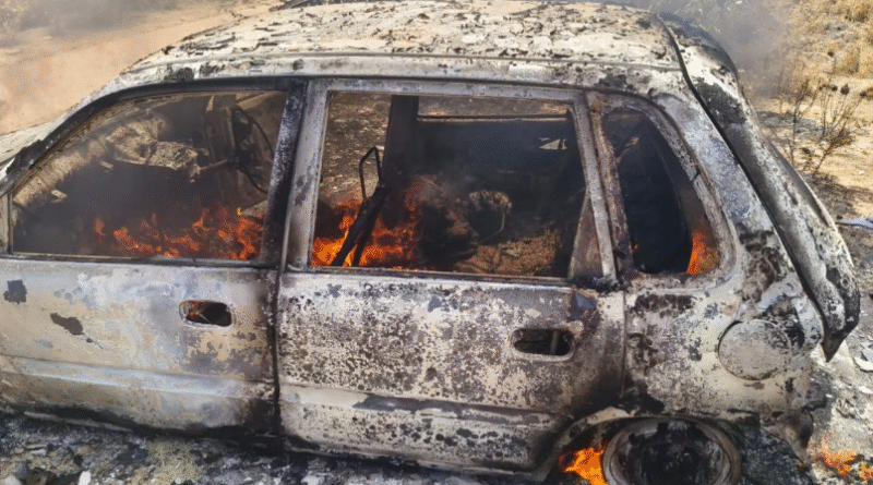 बाड़मेर रोड पर भाण्डू गांव के पास कार में भीषण आग, चालक संदिग्ध हालात में जिंदा जला